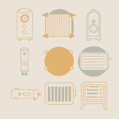 Minimal Heating and Radiator Appliance Icons in Soft Line Style