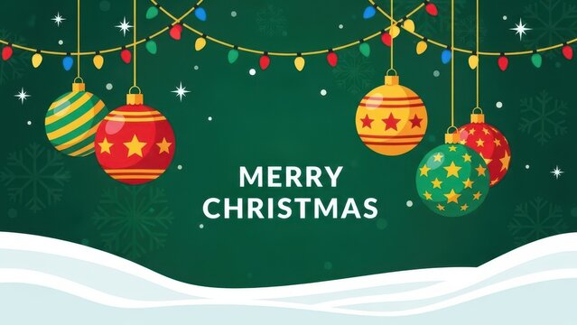 Merry christmas celebration with colorful ornaments and festive lights - Powered by Adobe