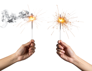  Party Night Sparkler Bundle with Hand Grip, isolated on transparent background  