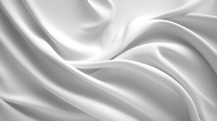 Soft white fabric folds on white background, clean minimal textile texture, smooth flowing curves