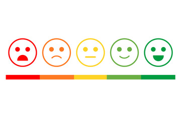 Feedback customer face emoticon concept. Customer satisfaction rating template. Feedback scale with emoticon, angry to happy user experience vector illustration.