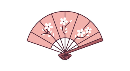 oriental hand fan with cherry blossoms a traditional asian design perfect for culture blog or promoting japanese art and spring festivals
