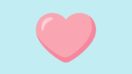 Simple Pink Heart Illustration on a Solid Light Blue Background, Representing Love, Affection, and Romance with a Clean Aesthetic