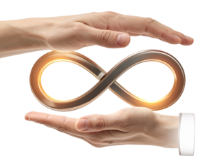 Hand Holding Endless Infinity Loop Duo, isolated on transparent background