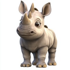 Fototapeta premium Adorable baby rhino illustration with expressive eyes ready for your children's book or educational project, full of charm and personality, irresistibly cute