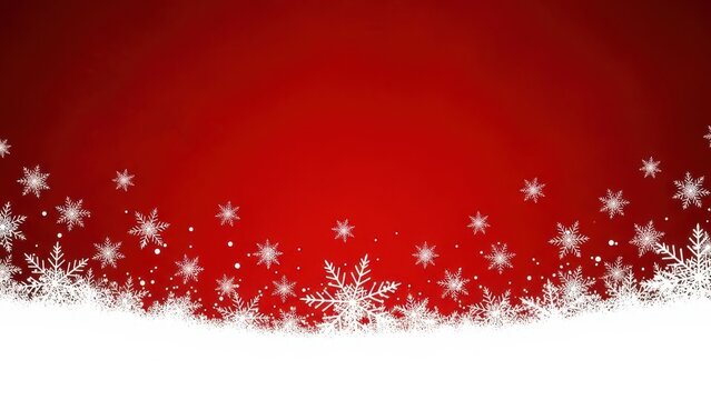Elegant red winter background with falling snowflakes and snow - Powered by Adobe