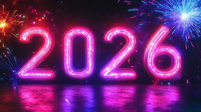 Cyberpunk New Year with vibrant neon lights and advanced technology . - Powered by Adobe