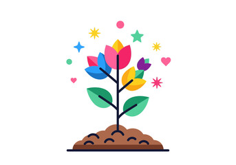 Vibrant blooming plant representing creative growth and success.