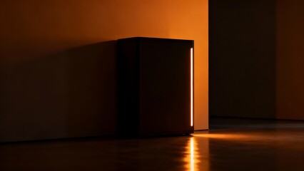 Generative AI futuristic device, warm ambient glow.