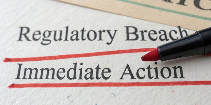Urgent Call for Immediate Action in Response to Regulatory Breach Highlighted with Red Marker on Important Document