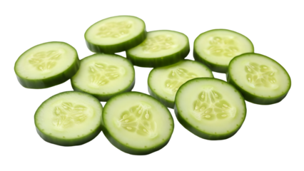 Sliced cucumber isolated on transparent background