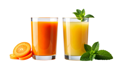  Fresh Vegetable and Fruit Juices Duo, isolated on transparent background 