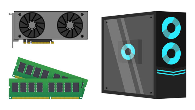 Computer Hardware Components Vector Illustration graphic card