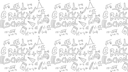 Hand-drawn Back to School Doodle Pattern with Math and Art Elements