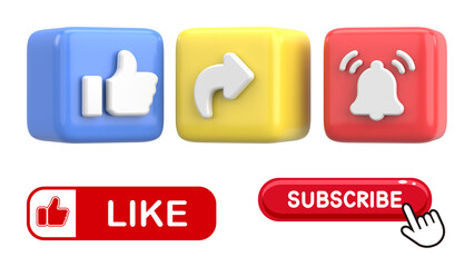 Social Media Like Share Subscribe Icons and Buttons
