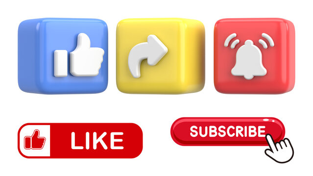 Social Media Like Share Subscribe Icons and Buttons