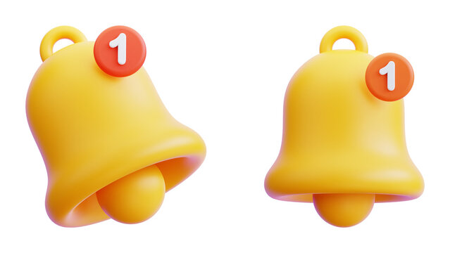 Yellow Notification Bell Icons with Number 1 alert