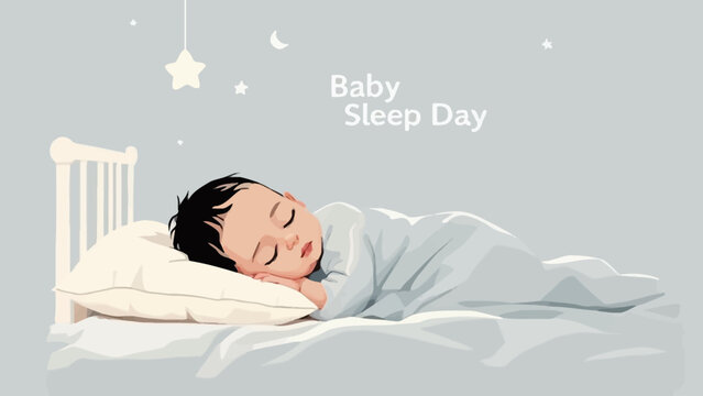 Baby sleeping peacefully in bed, celebrating Baby Sleep Day.
