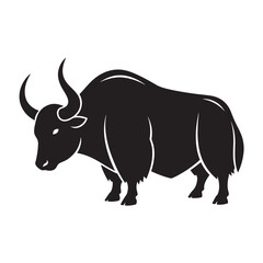 Fototapeta premium Black yak vector illustration isolated on white background for logo design and wildlife concepts