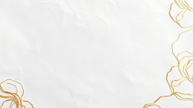 Abstract white textured background featu elegant gold leaf accents creating a sophisticated and minimalist design perfect for invitations or presentations.