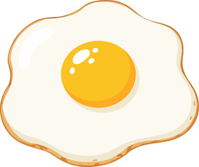 Simple Illustration of a Fully Cooked Fried Egg with Bright Yellow Yolk and Distinct White Frame on a Black Background
