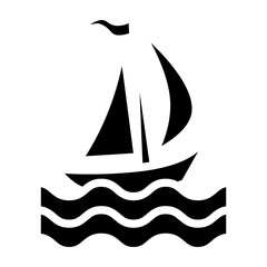 Sailing Boat Vector Glyph Icon Design
