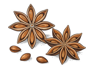 star anise ,illustration outline isolated on white background