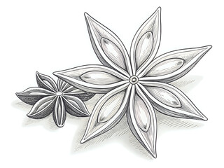 star anise ,illustration outline isolated on white background