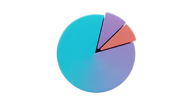Colorful pie chart showing data segments and proportions with subtle shading