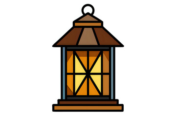 wooden lantern ,illustration outline isolated on white background