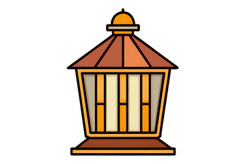 wooden lantern ,illustration outline isolated on white background