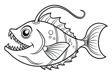 fish ,illustration outline isolated on white background