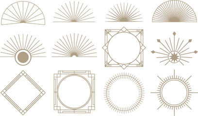 Art Deco Geometric Sunburst and Frame Designs