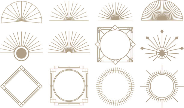 Art Deco Geometric Sunburst and Frame Designs