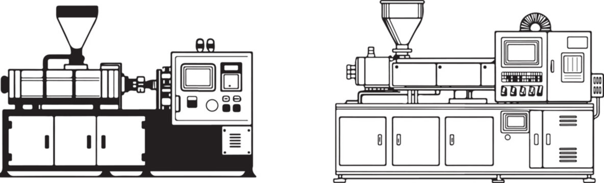 Industrial plastic injection molding machine isolated on