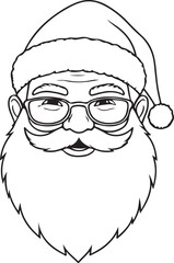 Santa face icon silhouette showcasing beard thickness and holiday hat outline