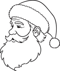 Santa head silhouette with flowing beard outline and fluffy hat trim