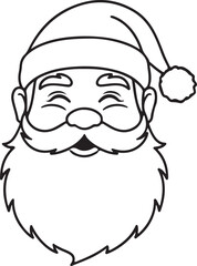 Santa head silhouette with flowing beard outline and fluffy hat trim