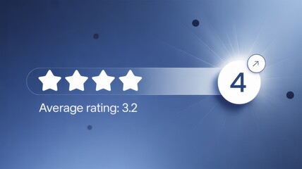 Rating the Experience: Digital depiction of a 4-star review, with shimmering stars and a modern design, reflecting customer satisfaction and service quality.