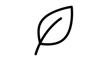A simple black line art illustration of a single leaf on a plain white background.