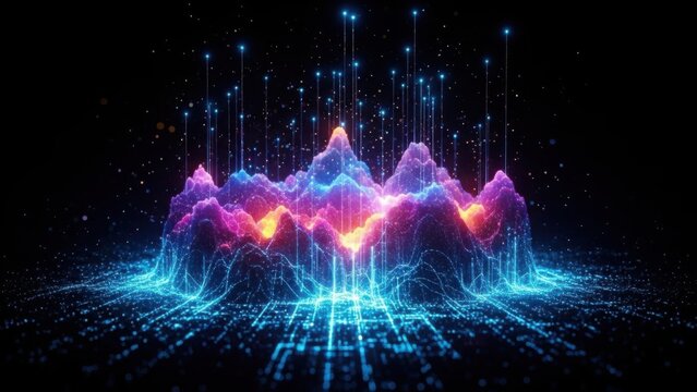 Abstract digital data visualization showing dynamic network connections and big data flow - Powered by Adobe