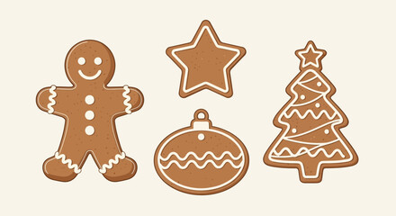 Festive Gingerbread Cookies Vector Illustration for Holiday Season