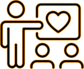 Teacher presenting heart symbol to students