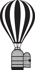 Hot air balloon with birdcage black and white