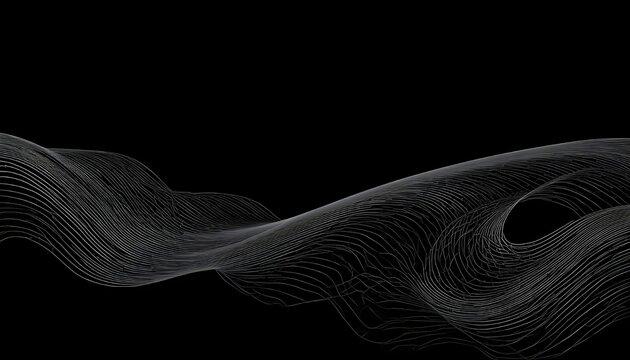 Abstract Black Wave Lines Vertical Curve Vector Background