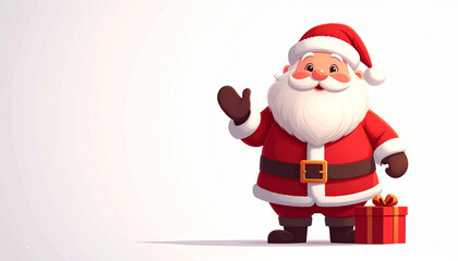 Cute 2D Santa Claus Character with White Background and Negative Space Ai Generated