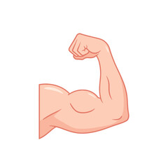 Cartoon arm flexing muscle, biceps, strength on transparent background