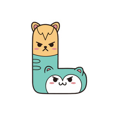 Cute Animal-Shaped Letter Vector Illustration with Expressive Angry Character for Creative Design Projects