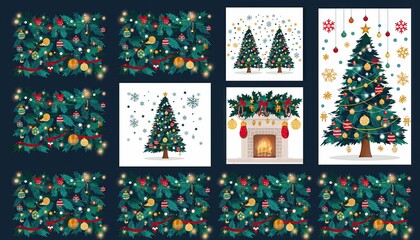 Festive Christmas Decorations and Holiday Season Illustrations.