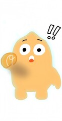 This image features a cute, blob-like cartoon character, primarily in a yellow-orange color, with a faint light-blue glow around its edges.